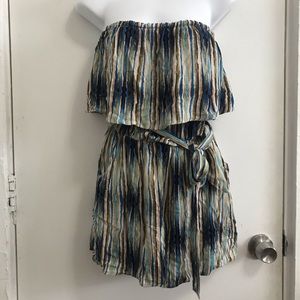 EUC multicolor strapless romper